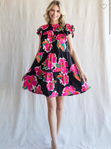 Marcy Satin Flower Dress