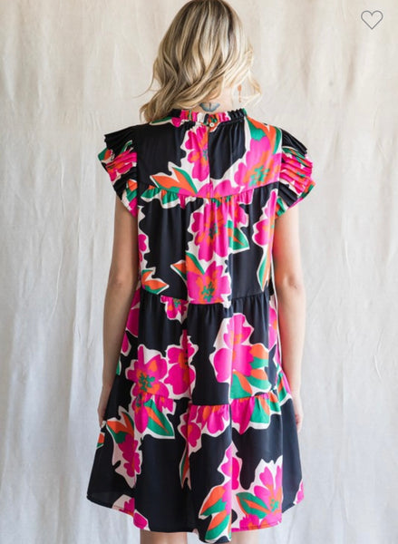 Marcy Satin Flower Dress