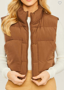 Lacy Brown Puffer Vest