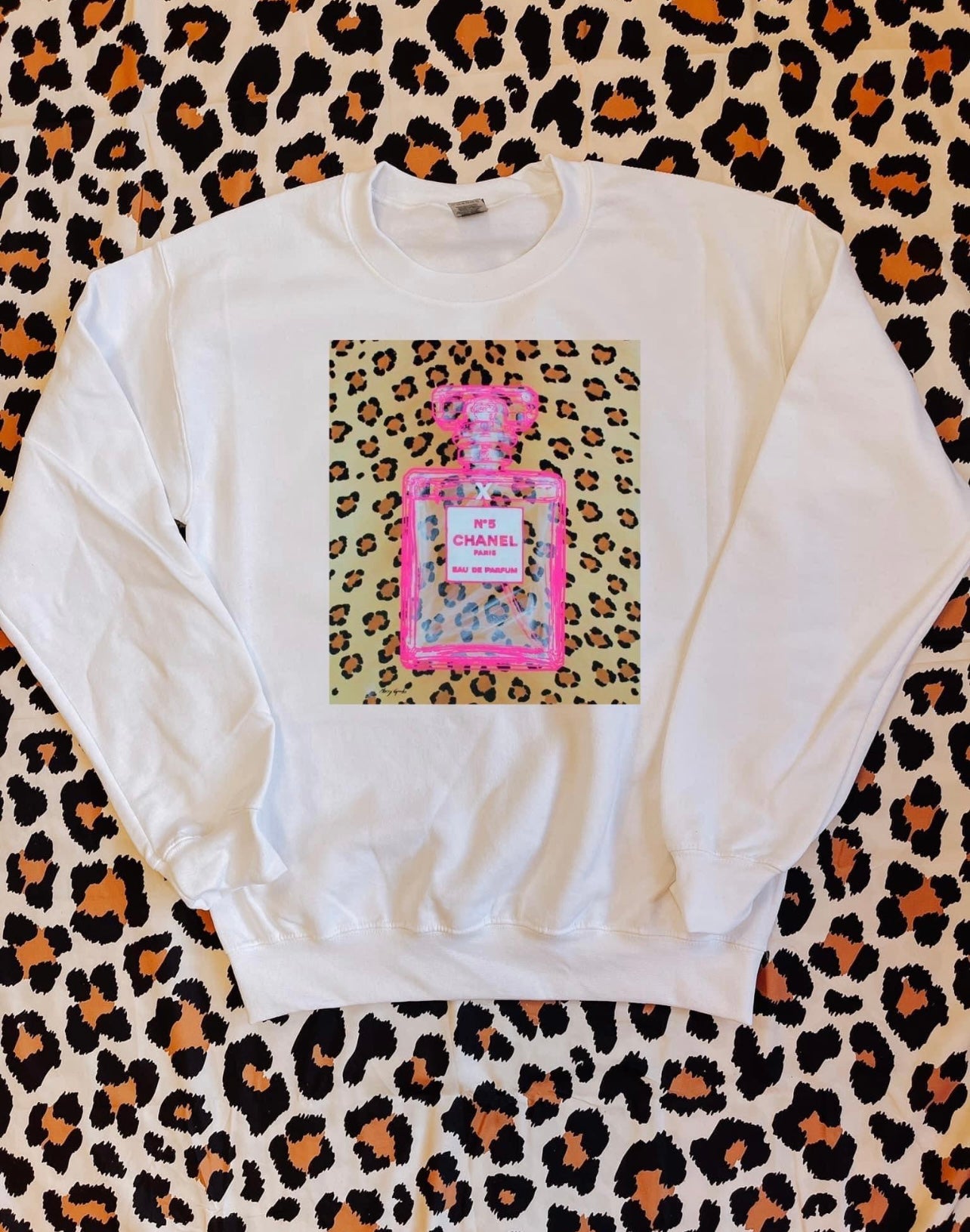 Leopard And Hot Pink Chanel Sweatshirt – The Pointe Boutique