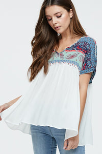 Ivory Short Sleeve Solid Knit Top