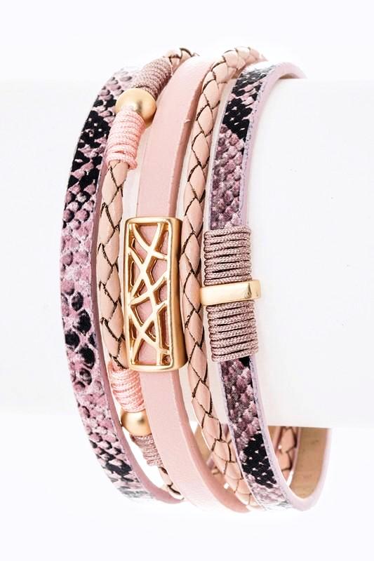 Pink Snakeskin Magnetic Bracelet