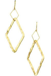 Gold Triangle Hammered Drop Earrings