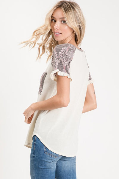 ALL ABOUT SNAKESKIN RUFFLED TOP