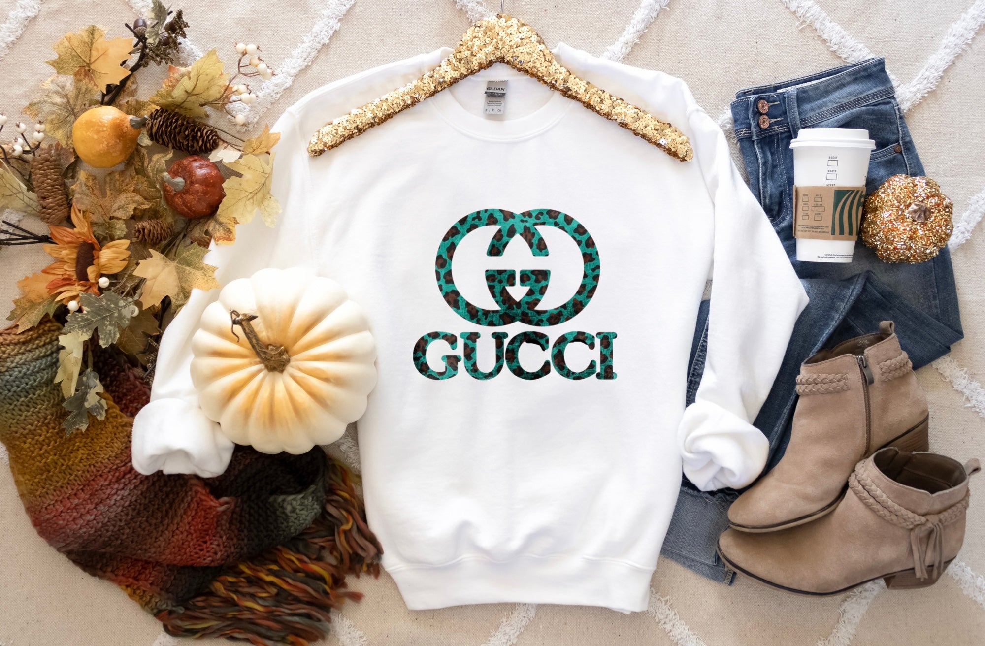 Turquoise Leopard GG Sweatshirt