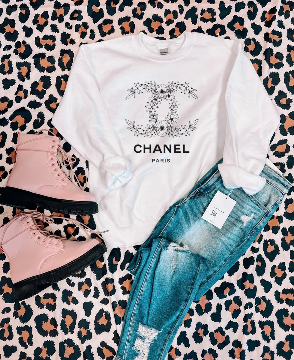 Black And White Chanel Sweatshirt – The Pointe Boutique