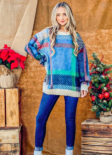 Multi Color Plaid Pullover Sweater