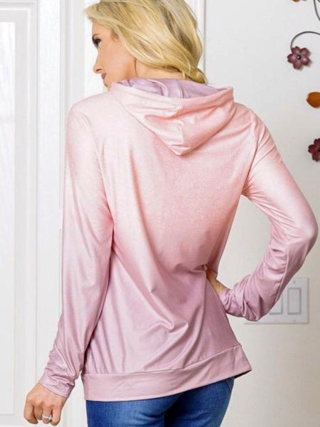 Rose Lilac Pullover Long Sleeve Hoodie Featuring Kanaroo Pocket
