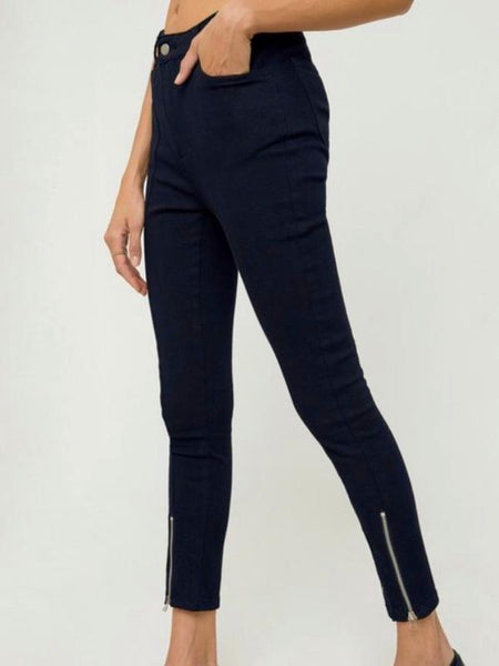 Black Denim High-Rise Zip-Hem Skinny Jean