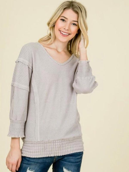 Dusty Pink Long Sleeve Thermal Knit Top