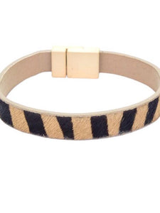 Topaz Zebra Leather Magnetic Bracelet