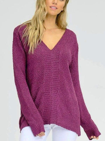 Purple Lace-Up Back Sweater Top