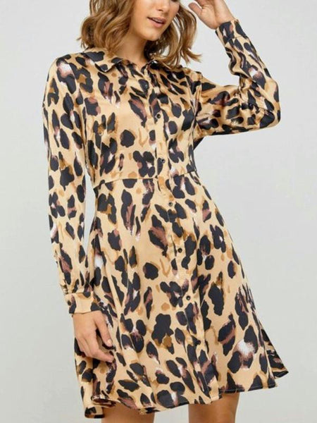 Leopard Button Up Shirt Dress