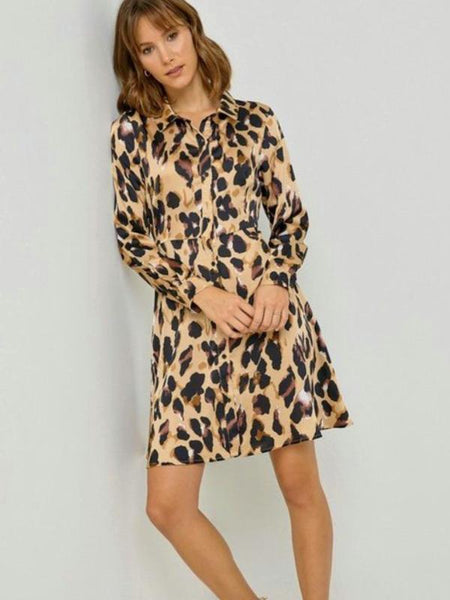 Leopard Button Up Shirt Dress